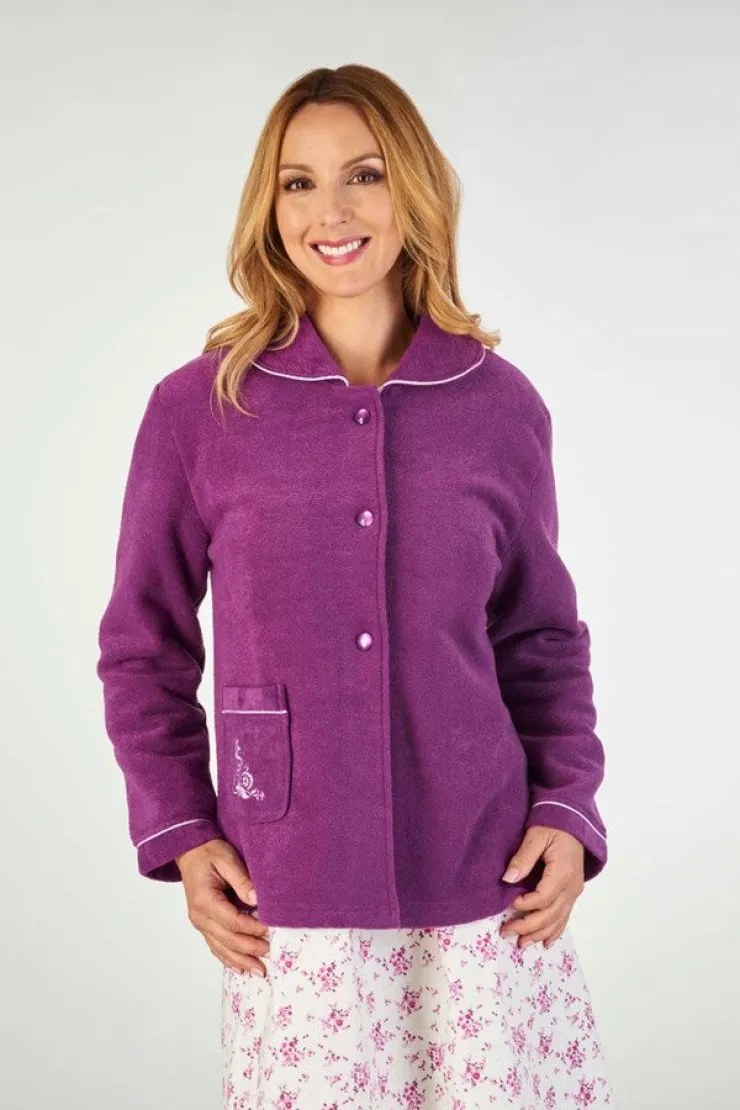 Embroidered Boucle Fleece 25" Bedjacket BJ2325