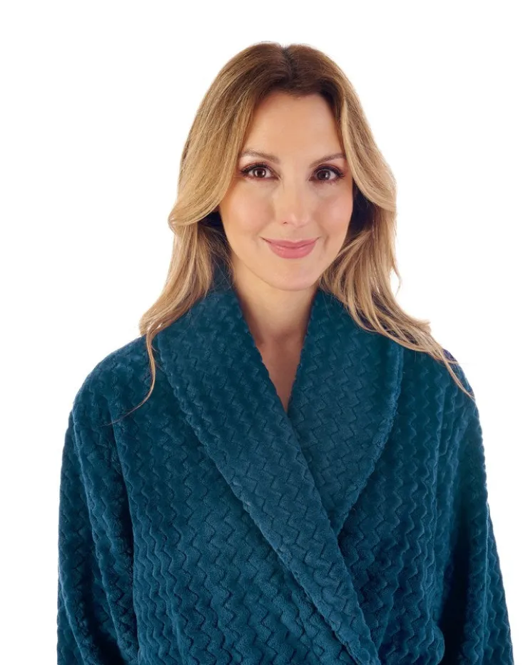 Zig-Zag Pattern Fleece 46" Wrap Housecoat HC02318