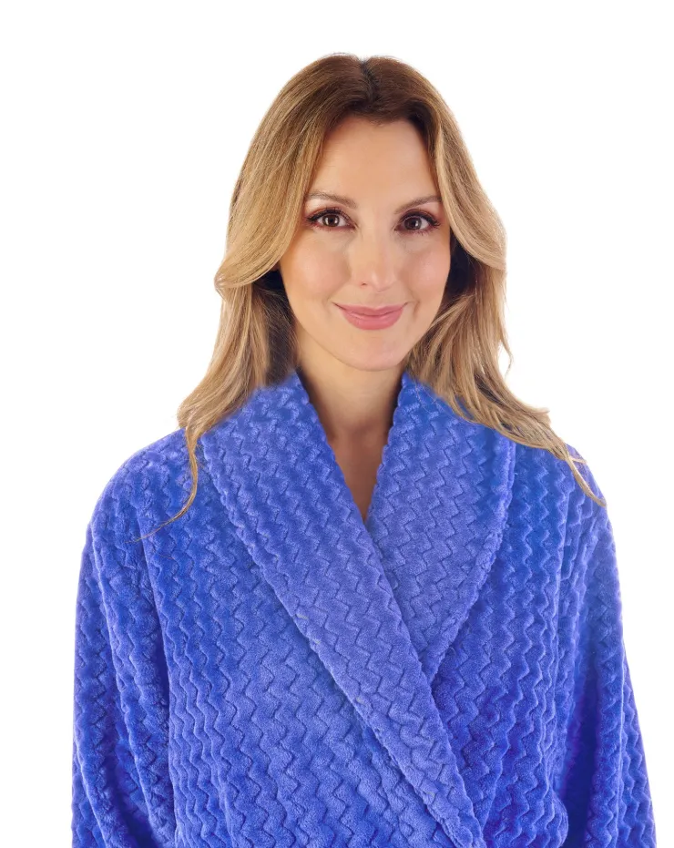Zig-Zag Pattern Fleece 46" Wrap Housecoat HC02318