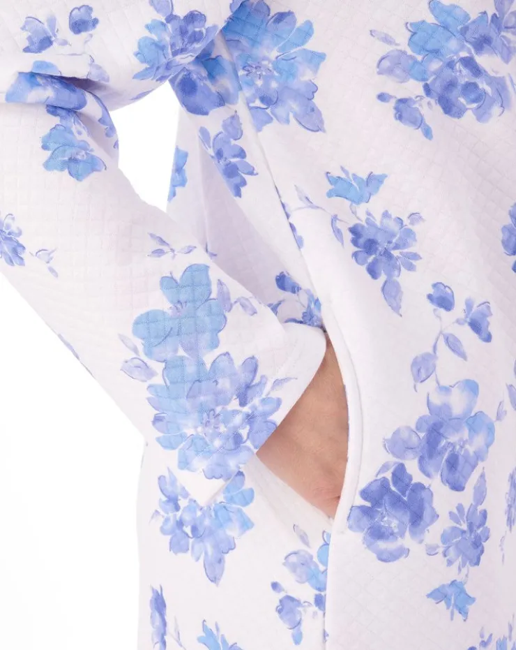 Floral Mock Quilt 45" Zip Housecoat HC01317
