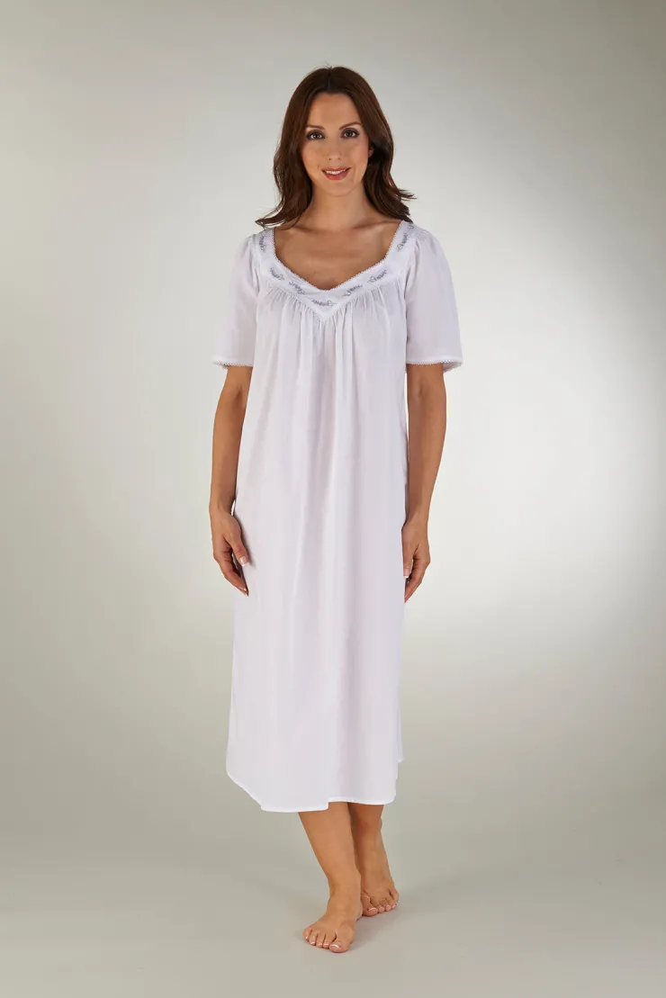 Lavender Embroidered 46" Woven Nightdress ND04250