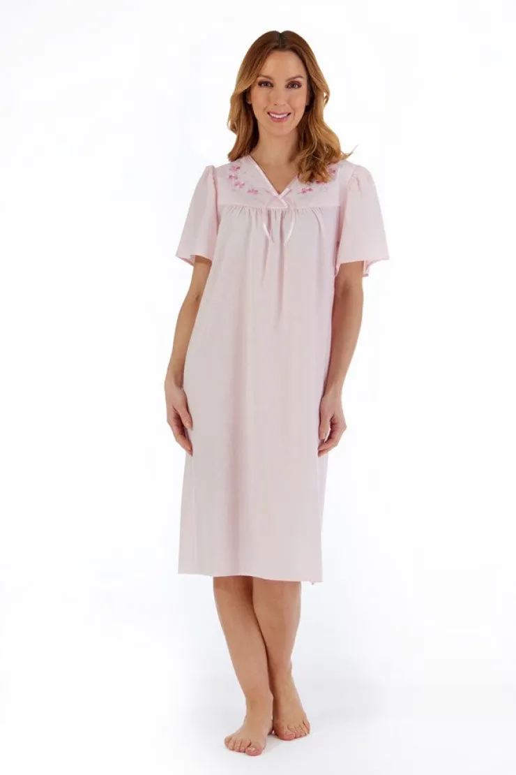 Embroidered Yoke 42" Open Back Woven Nightdress ND55204