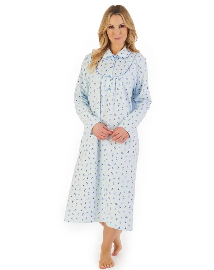 Floral Printed Luxury Flannel 45" Woven Nightdress ND06211
