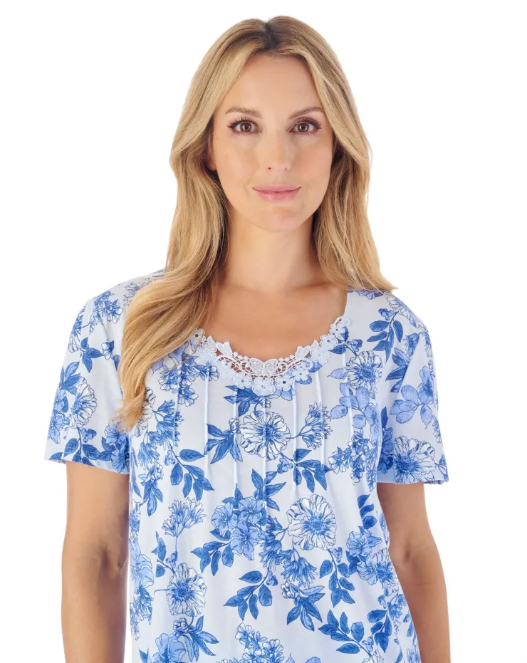 Tonal Floral Printed Jersey Pull On Pyjama Set PJ03114