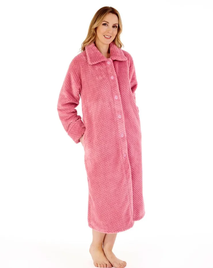 Luxury Waffle Fleece 46" Button Through Housecoat HC4327