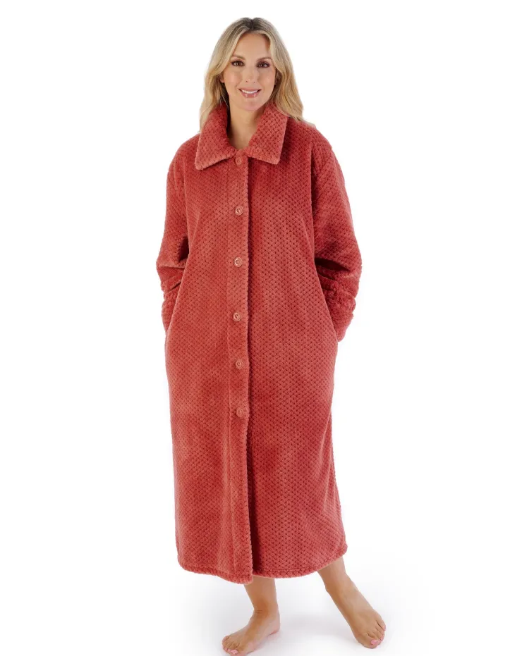 Luxury Waffle Fleece 46" Button Through Housecoat HC4327
