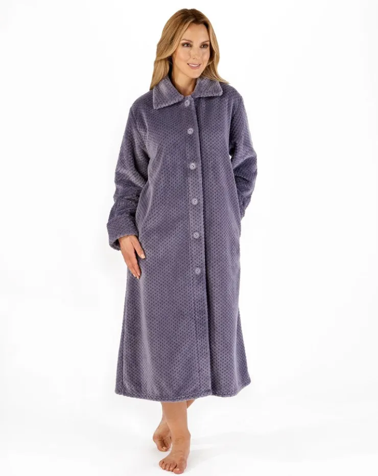 Luxury Waffle Fleece 46" Button Through Housecoat HC4327