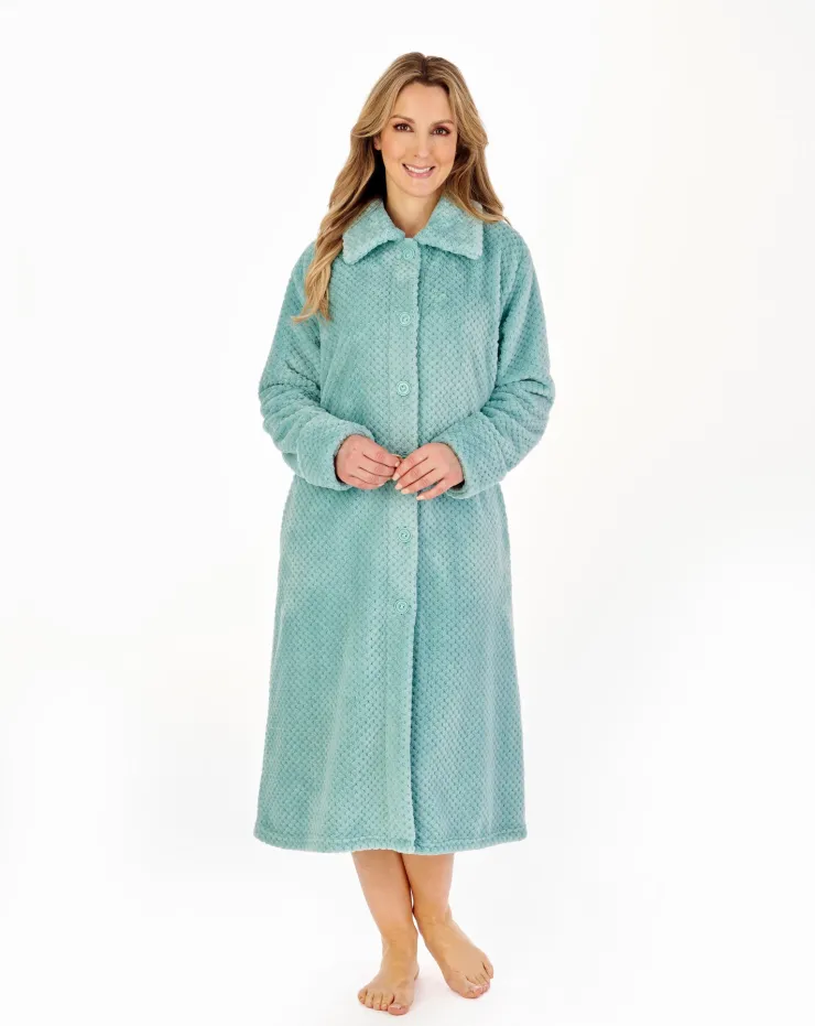 Luxury Waffle Fleece 46" Button Through Housecoat HC4327
