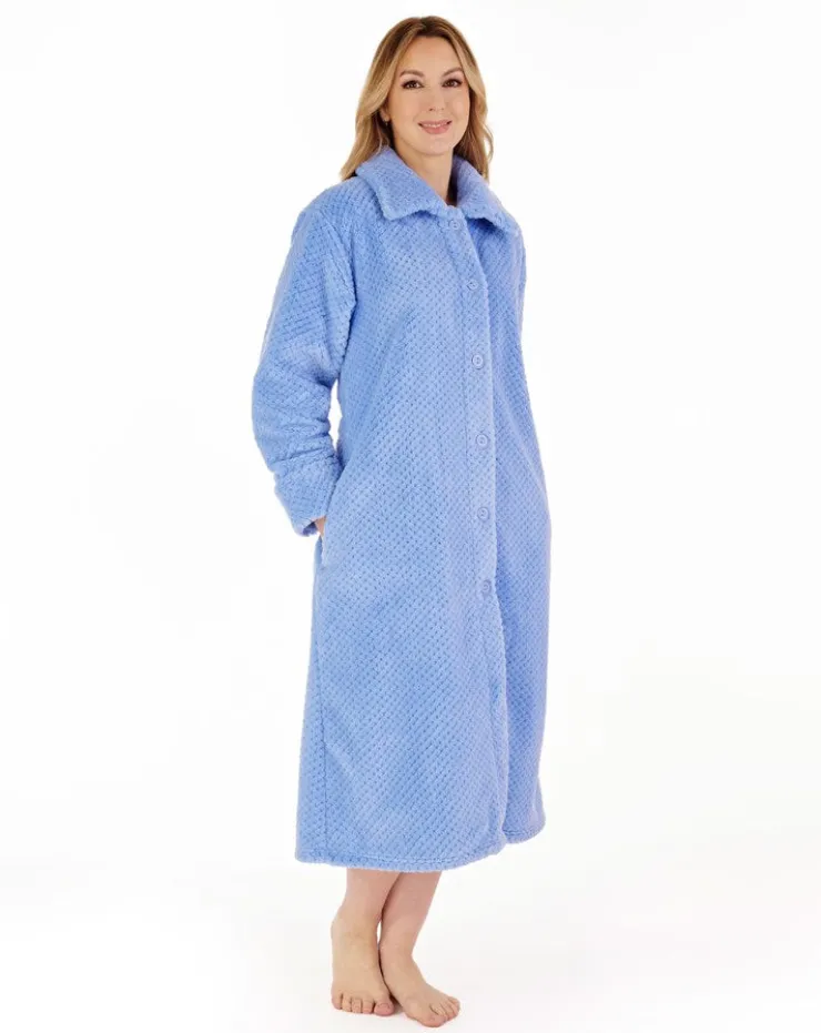 Luxury Waffle Fleece 46" Button Through Housecoat HC4327