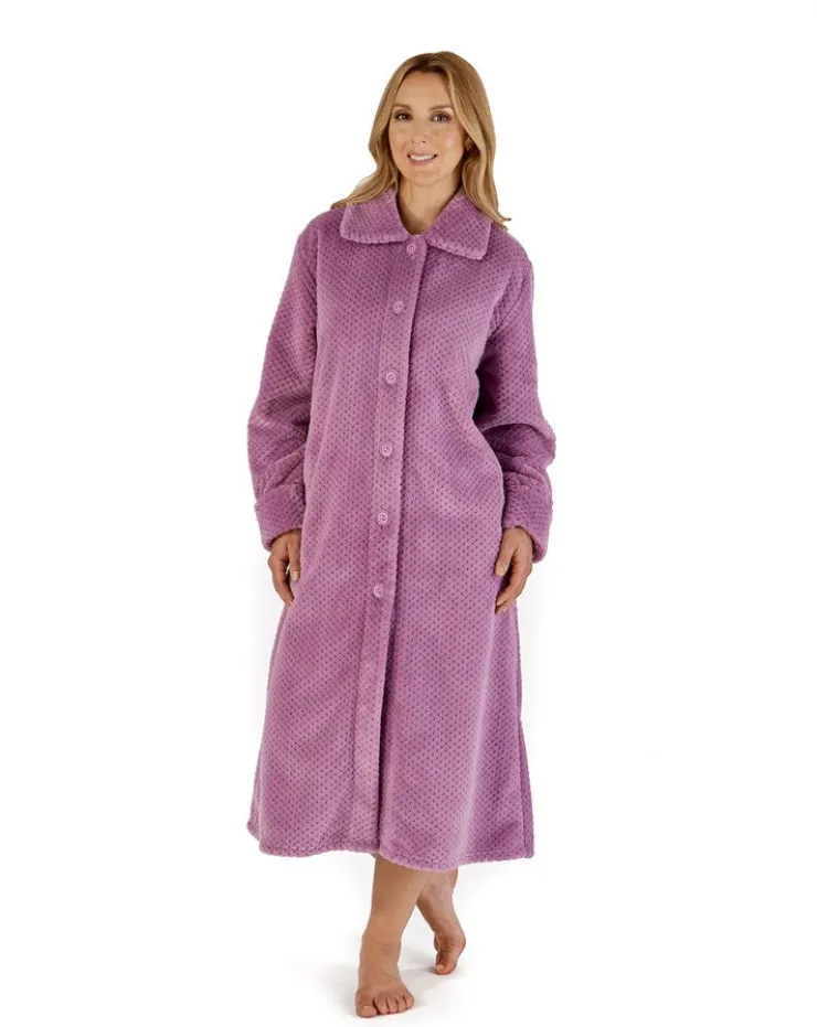 Luxury Waffle Fleece 46" Button Through Housecoat HC4327
