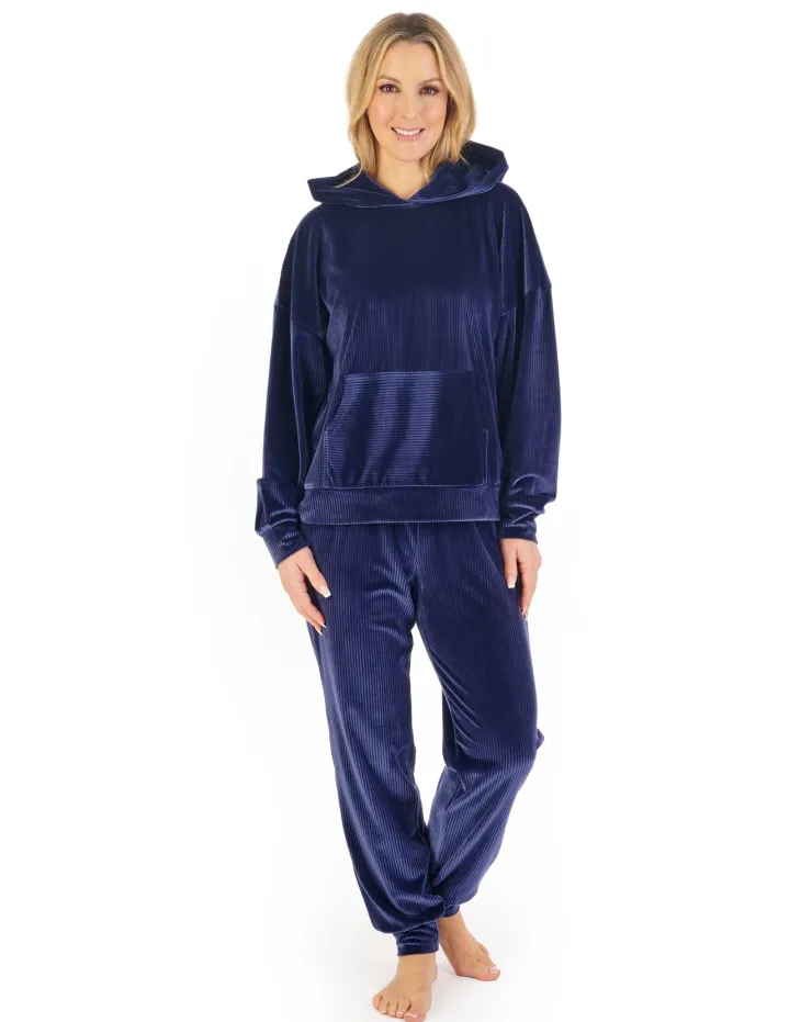 Lounge Velour Stripe Hooded Lounge Pyjama GL06712