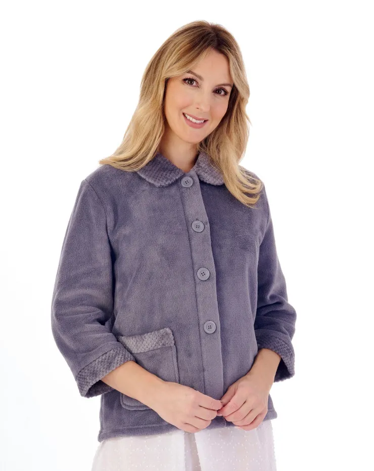 Mini Waffle & Solid Coral Button Through Bedjacket BJ4300