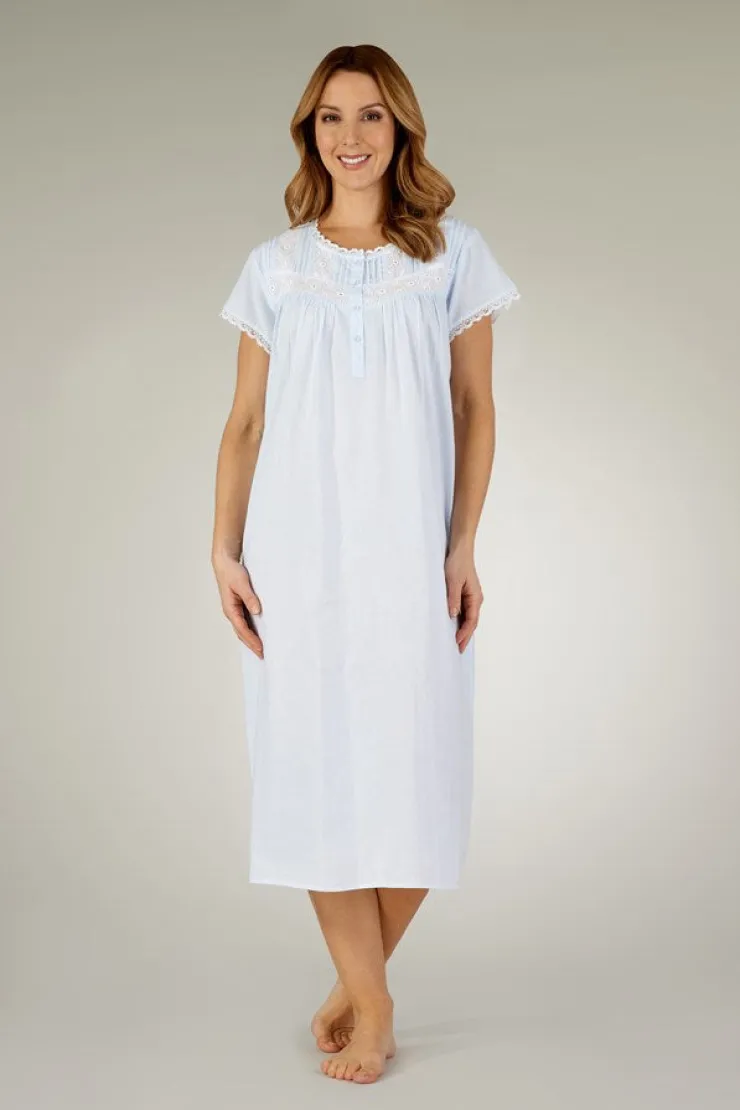 Classic Oval Embroidered Lace 45" Woven Nightdress ND3260