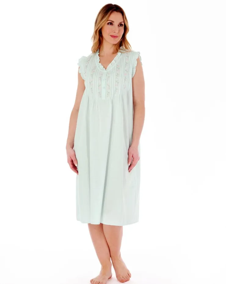 Embroidered Pintuck and Ruffle 42" Woven Nightdress ND55250