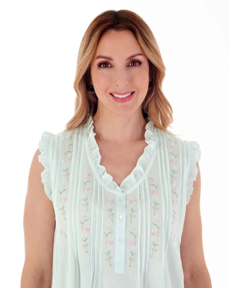 Embroidered Pintuck and Ruffle 42" Woven Nightdress ND55250