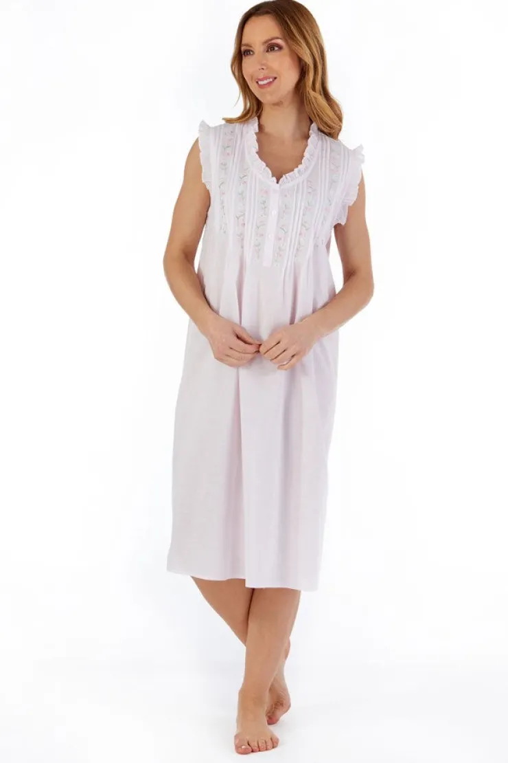 Embroidered Pintuck and Ruffle 42" Woven Nightdress ND55250