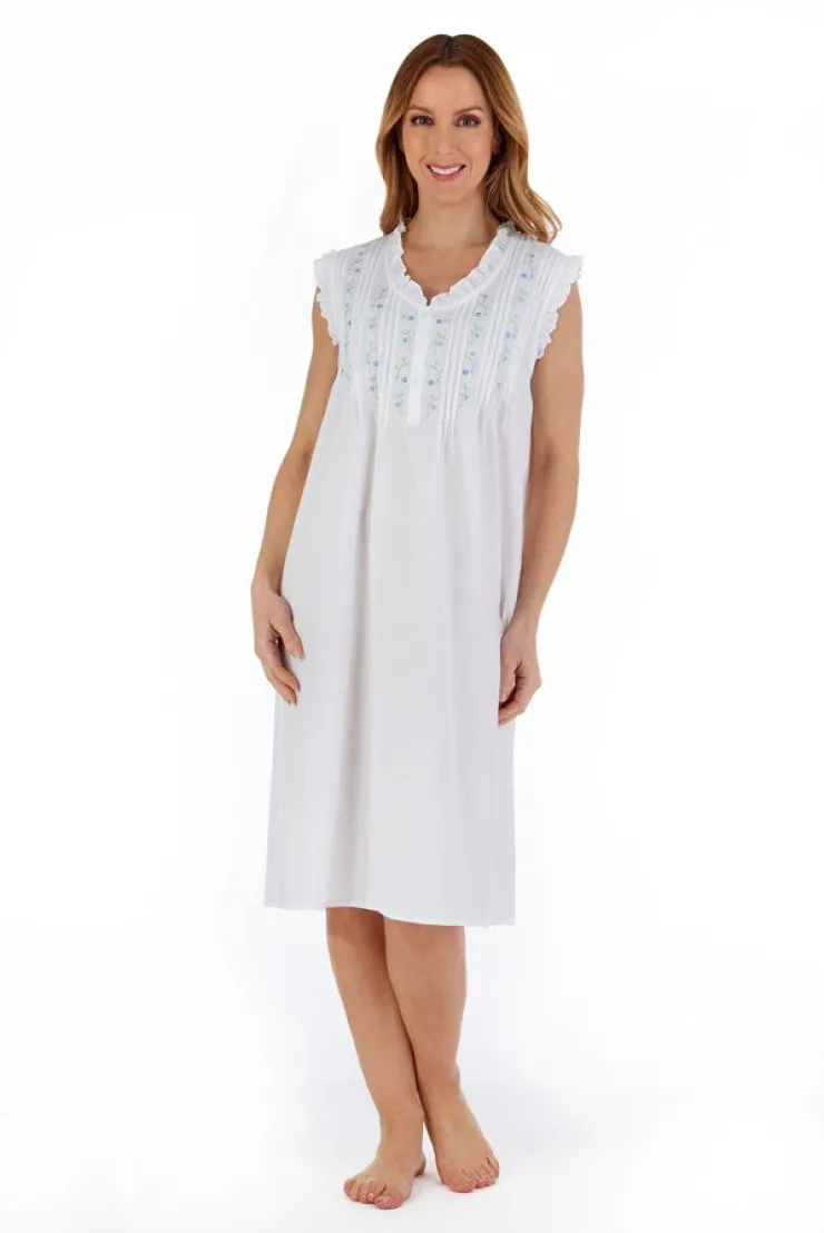 Embroidered Pintuck and Ruffle 42" Woven Nightdress ND55250