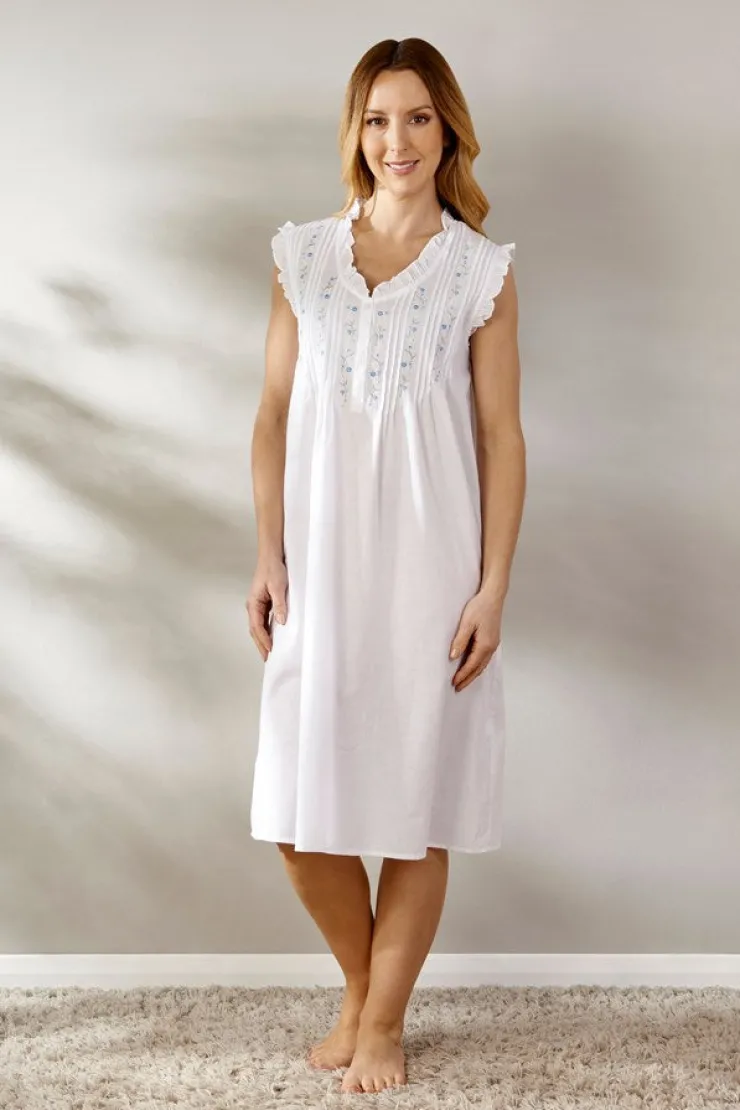 Embroidered Pintuck and Ruffle 42" Woven Nightdress ND55250