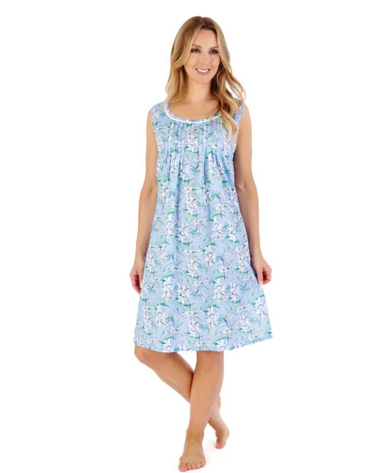 Tropical Flower Print 40" Woven Nightdress ND05220