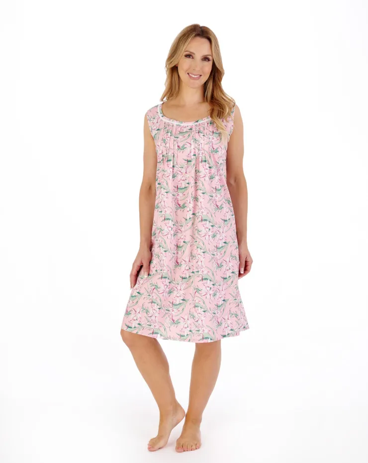 Tropical Flower Print 40" Woven Nightdress ND05220