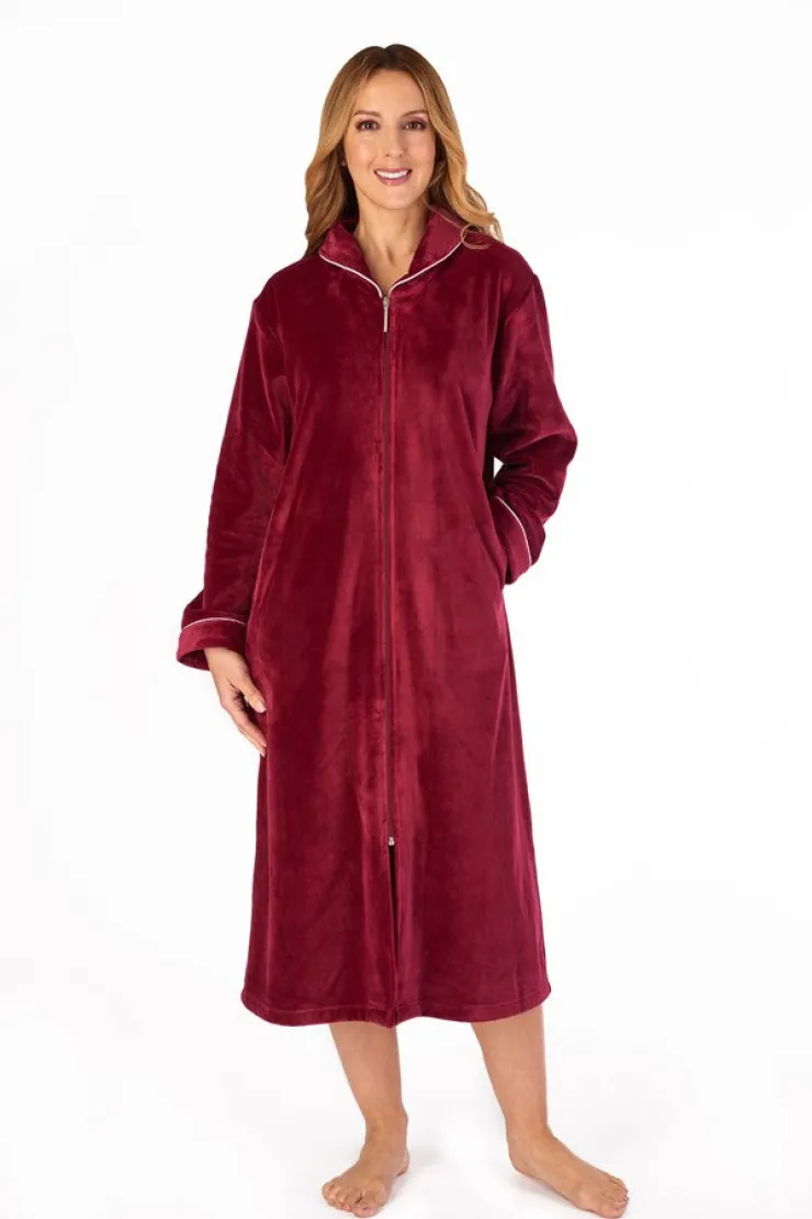 Luxury Solid Colour Velvet 46" Zip Through Housecoat GL4720