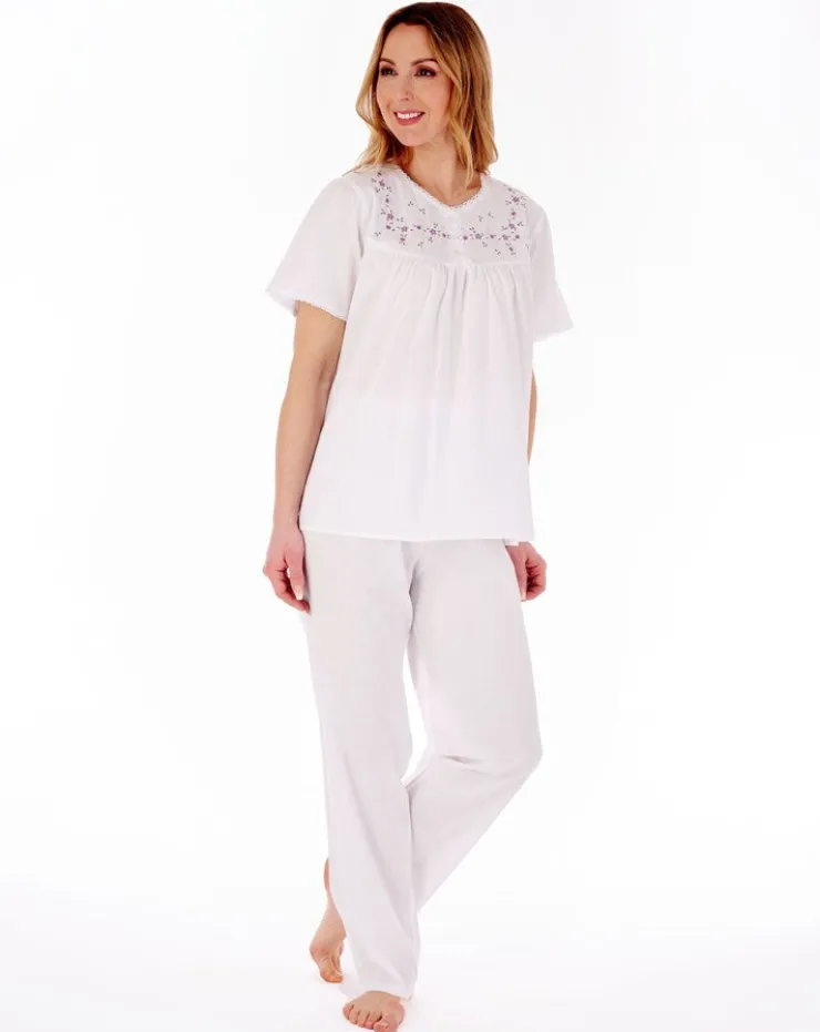 Embroidered Yoke Woven Pyjama Set PJ3271