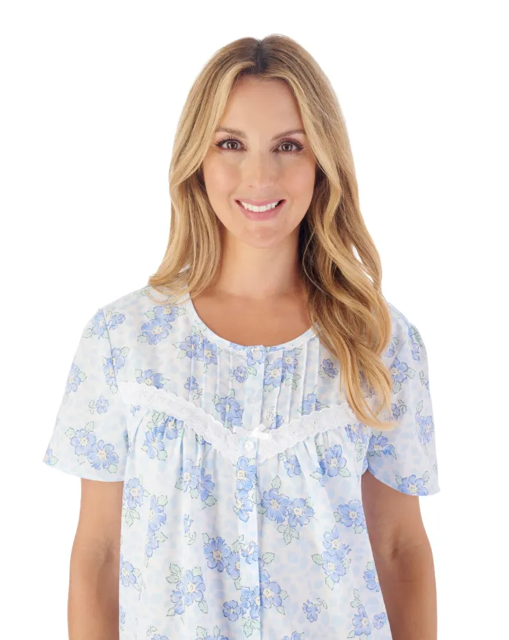 Shadow Leaf Floral Print 46" Woven Nightdress ND03208