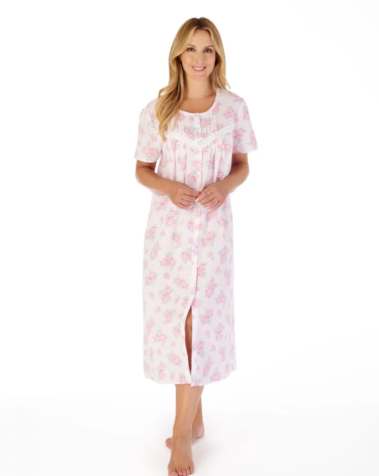 Shadow Leaf Floral Print 46" Woven Nightdress ND03208