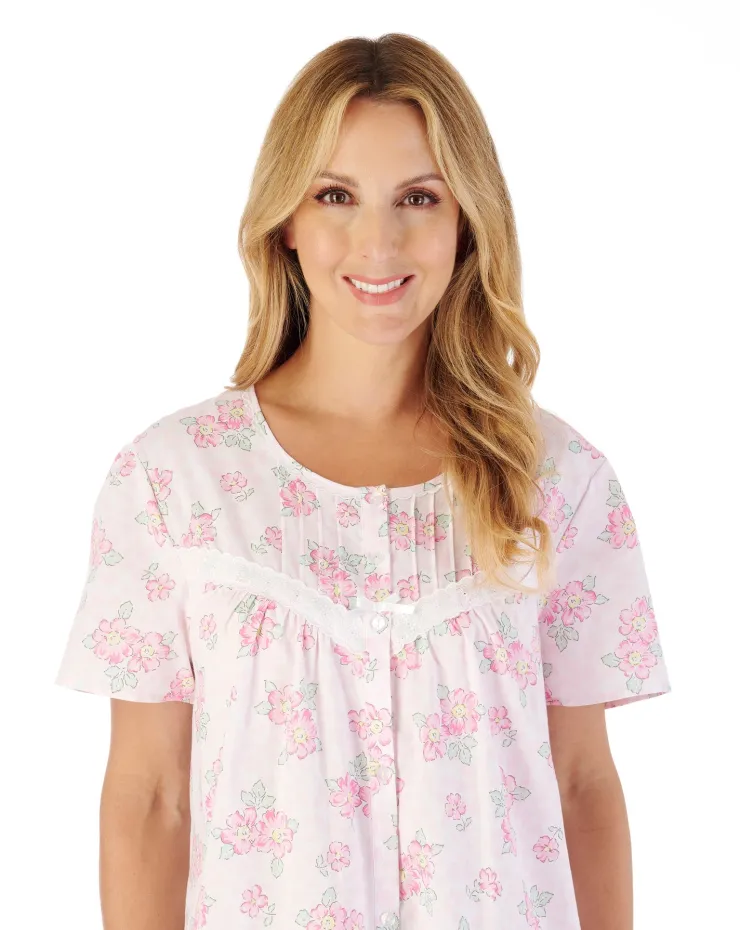Shadow Leaf Floral Print 46" Woven Nightdress ND03208