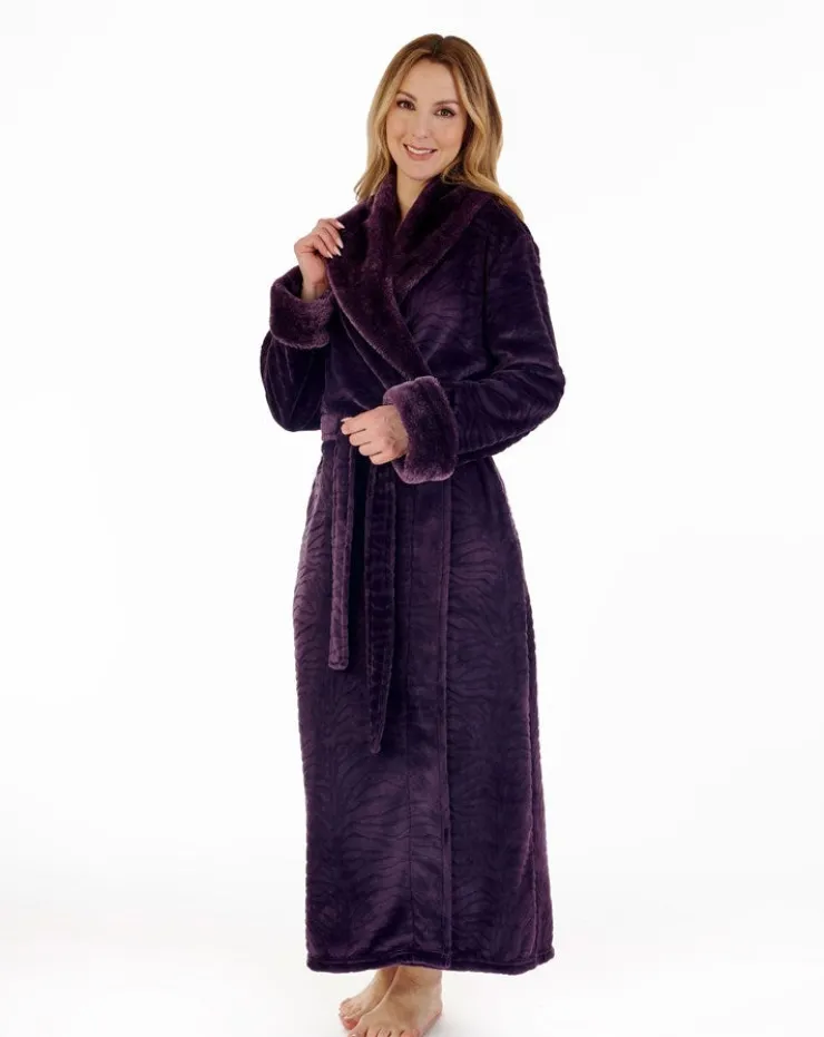 Zebra Inspired Print Faux Fur 52" Wrap Housecoat HC88338