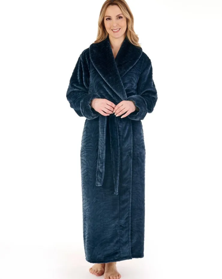 Zebra Inspired Print Faux Fur 52" Wrap Housecoat HC88338