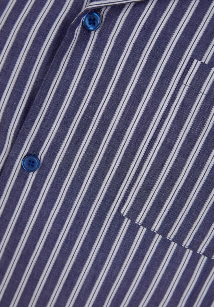 Woven Stripe 42" Button Through Nightshirt WR88825