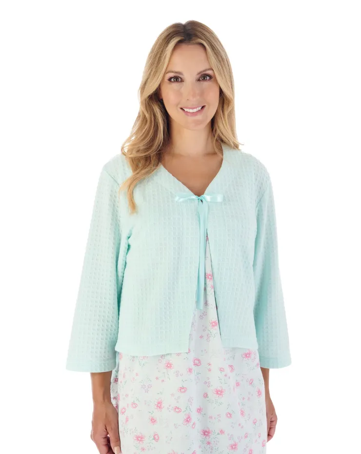 Houndstooth Knit Ribbon Tie Bed Jacket BJ3303