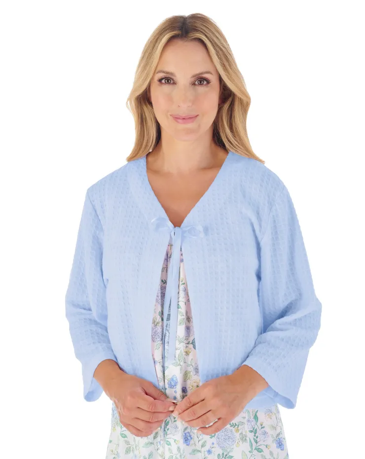 Houndstooth Knit Ribbon Tie Bed Jacket BJ3303