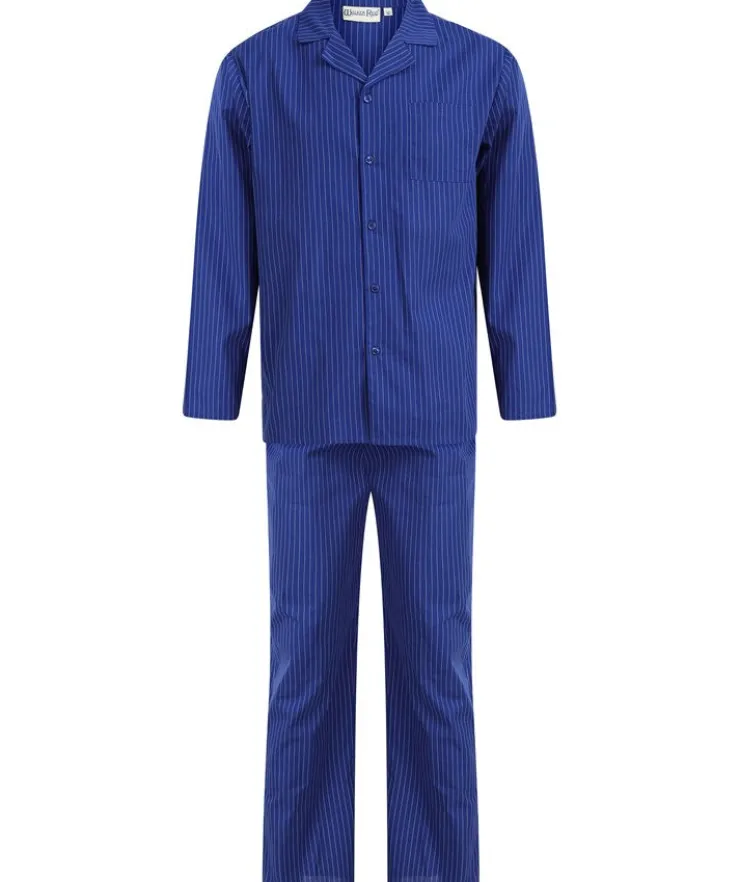 Stripe Woven Cotton Tailored Blue Pyjama WR66826