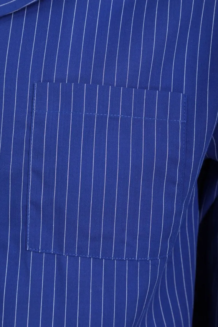 Stripe Woven Cotton Tailored Blue Pyjama WR66826