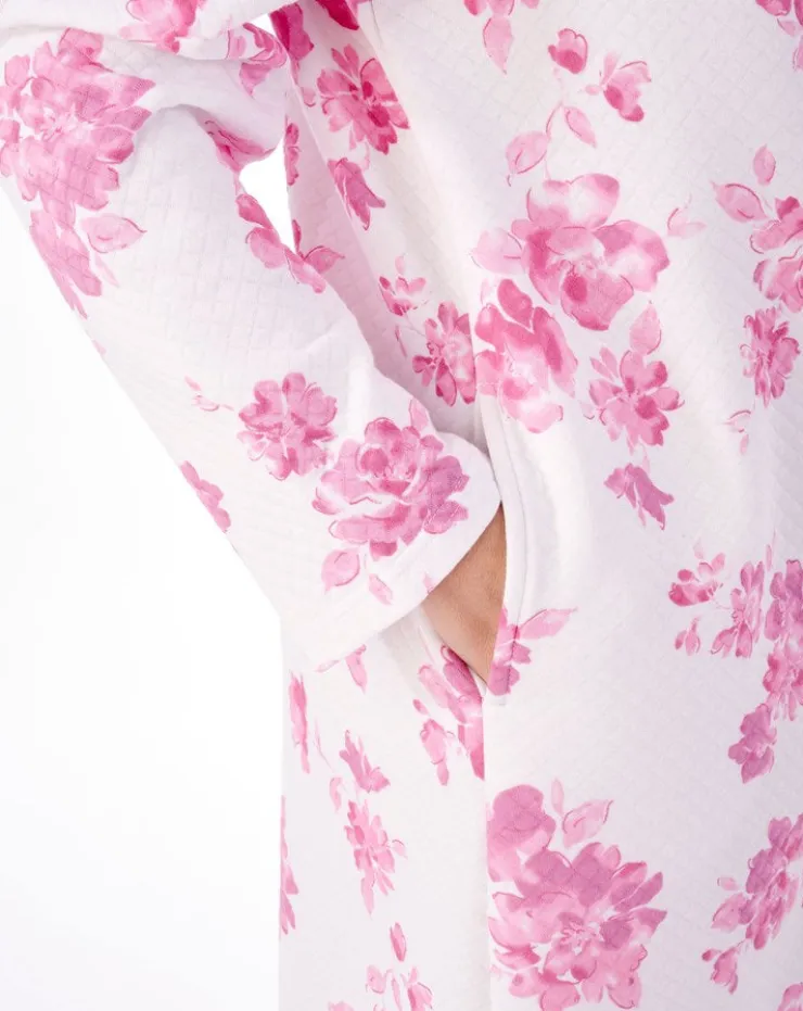 Floral Mock Quilt 46" Wrap Housecoat HC01318