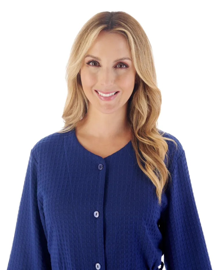 Houndstooth Knit 45" Button Housecoat HC3302