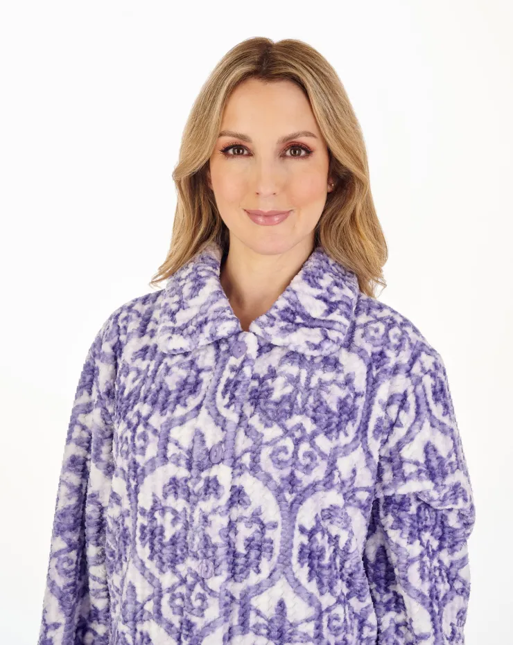 Printed Waffle 46" Button Through Housecoat HC04331