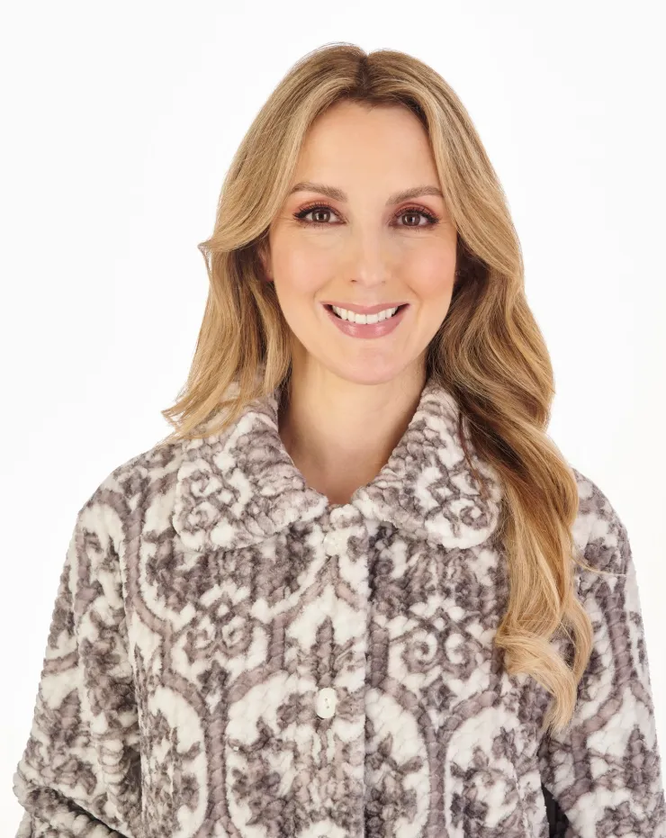 Printed Waffle 46" Button Through Housecoat HC04331