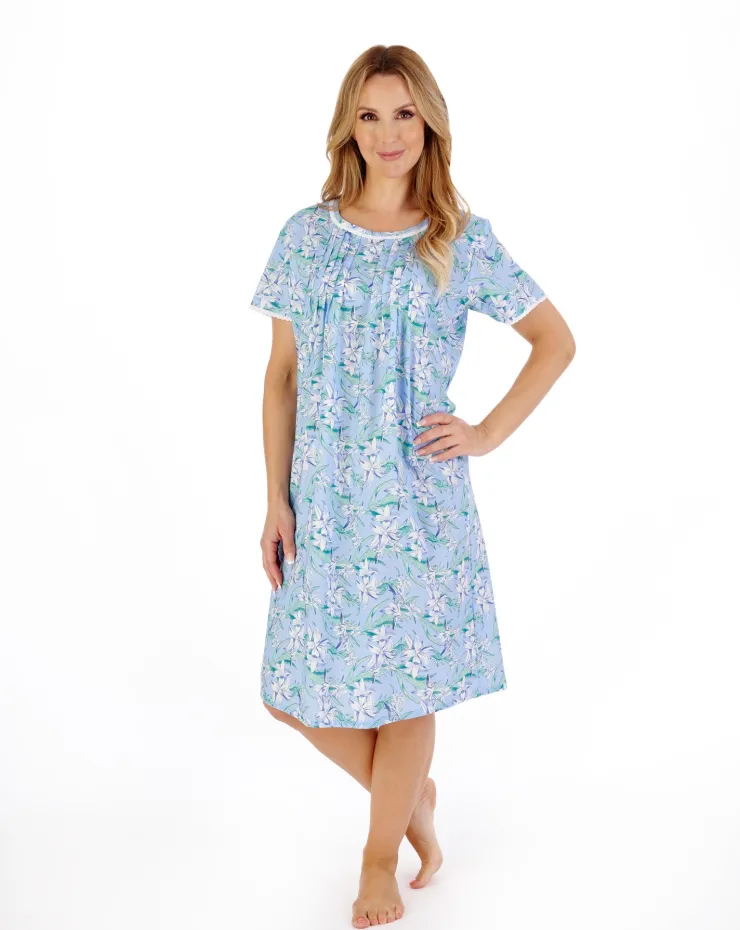 Tropical Flower Print 42" Woven Nightdress ND05221