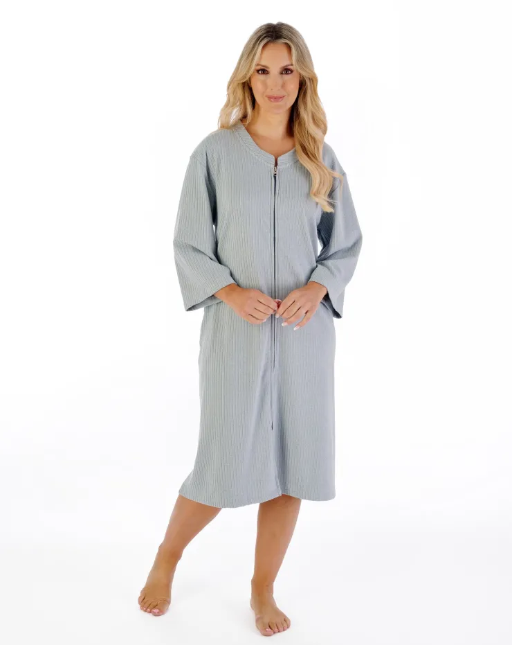 Rib Pattern 42" Zip Housecoat HC07306