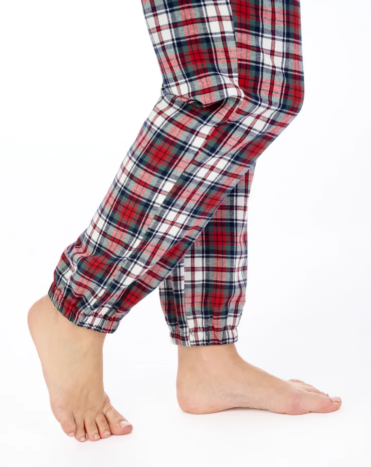 Woven Cotton Check and Solid Colour Jersey Top Pyjama PJ04221