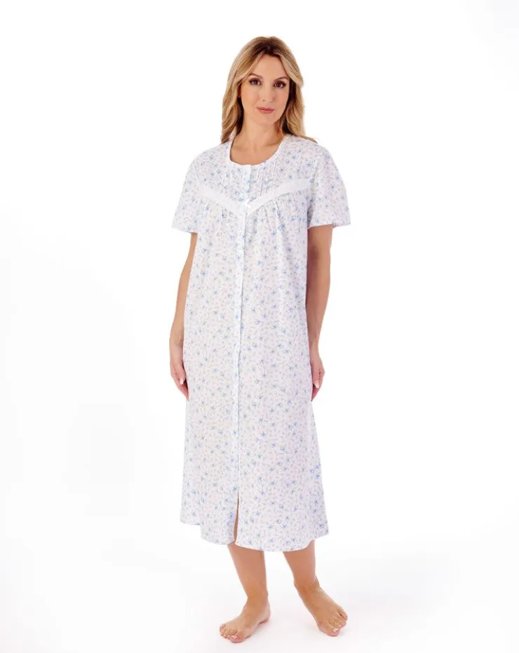 Ditsy Floral Print 46" Button Through Woven Nightdress ND01208