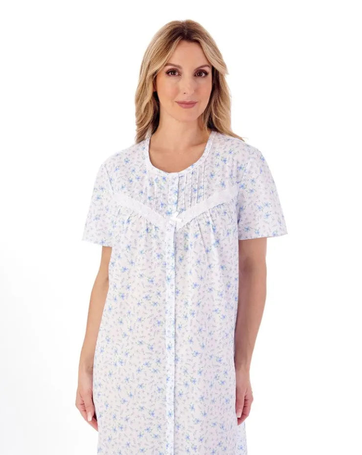 Ditsy Floral Print 46" Button Through Woven Nightdress ND01208