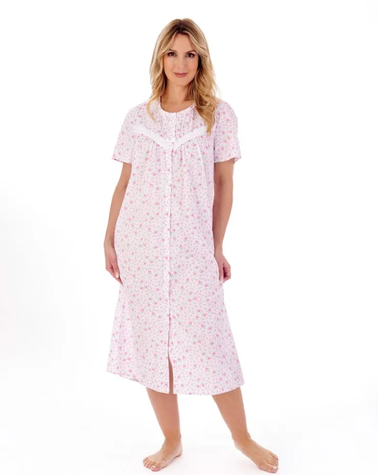 Ditsy Floral Print 46" Button Through Woven Nightdress ND01208