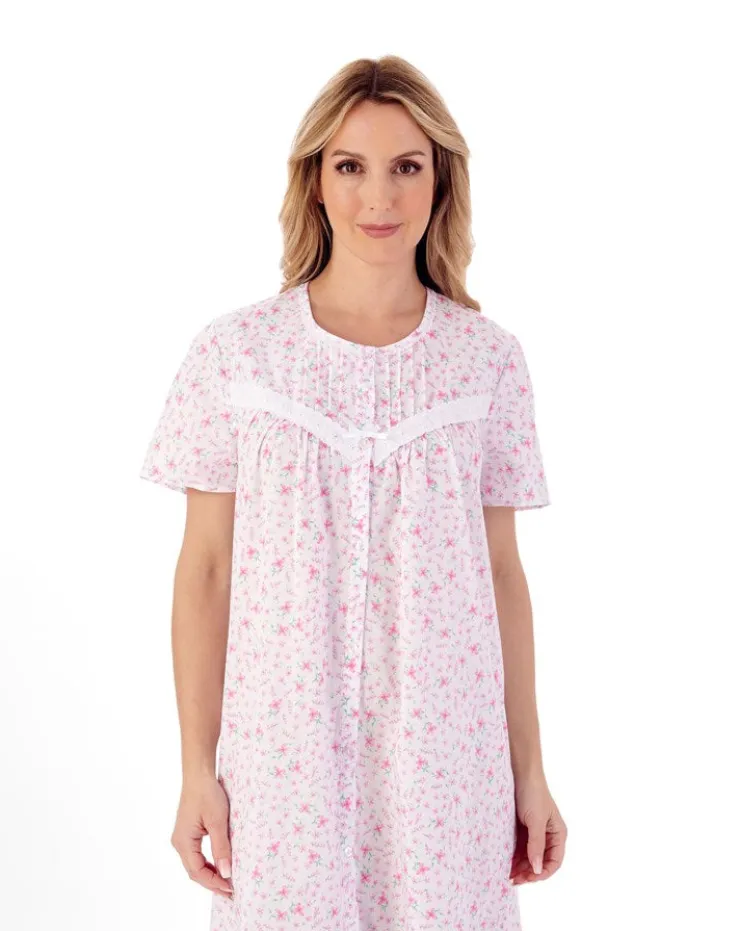 Ditsy Floral Print 46" Button Through Woven Nightdress ND01208