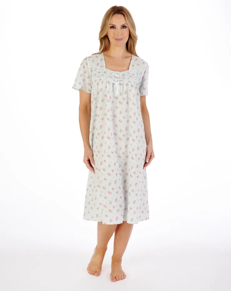Floral Dobby Spot 42" Woven Nightdress ND05211