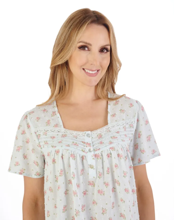 Floral Dobby Spot 42" Woven Nightdress ND05211