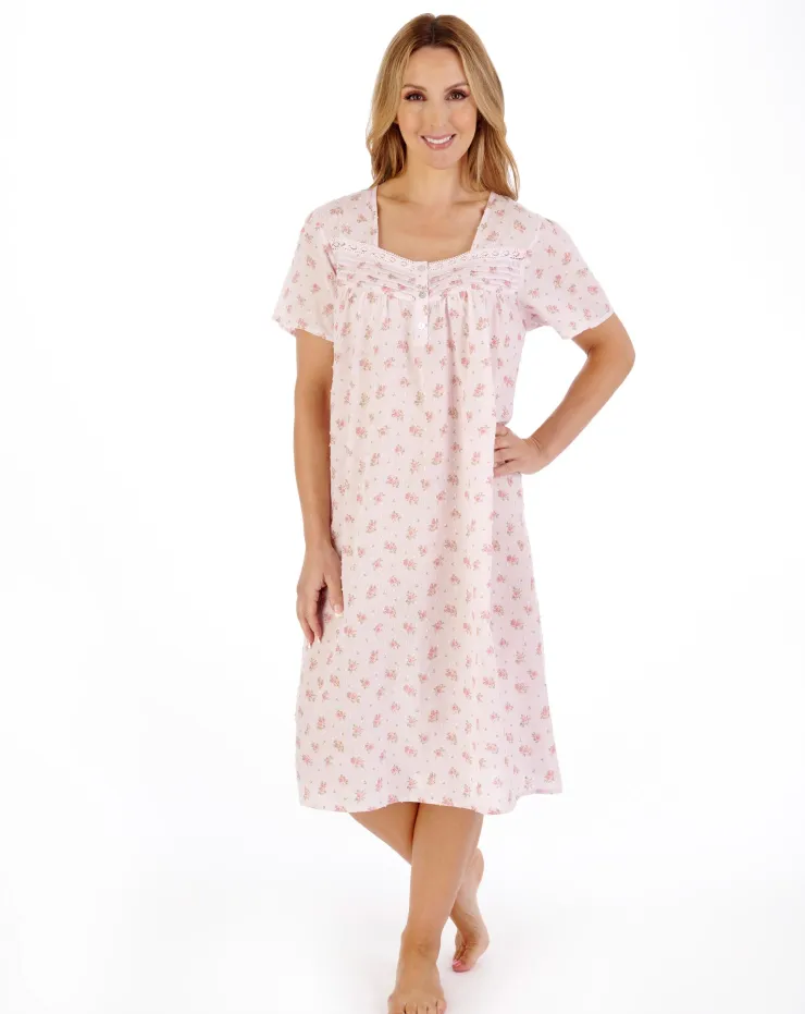 Floral Dobby Spot 42" Woven Nightdress ND05211